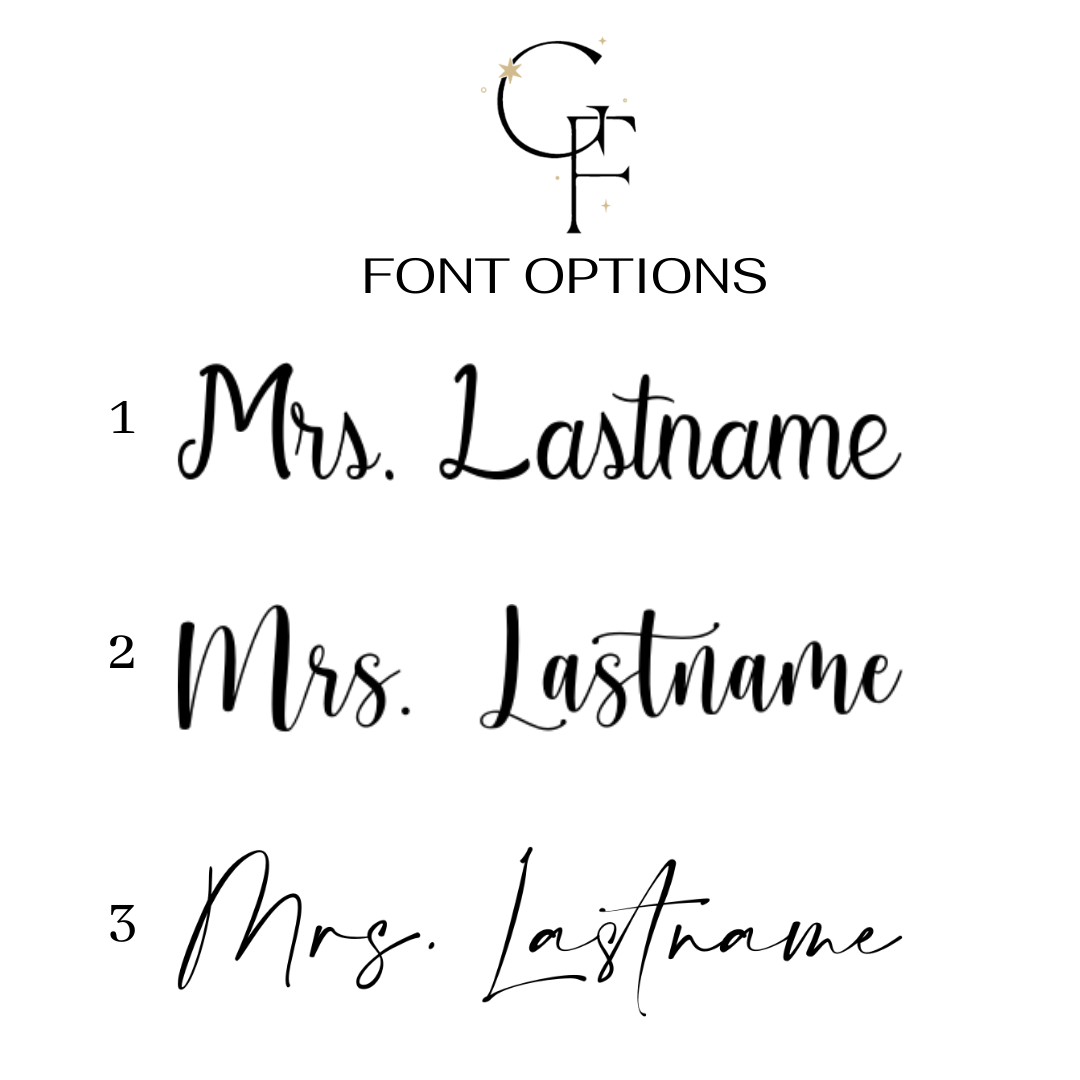 3 Font options to customize bride jacket