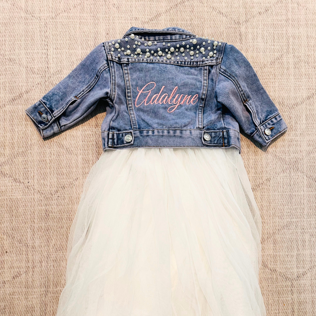 embroidered flower girl pearl jacket