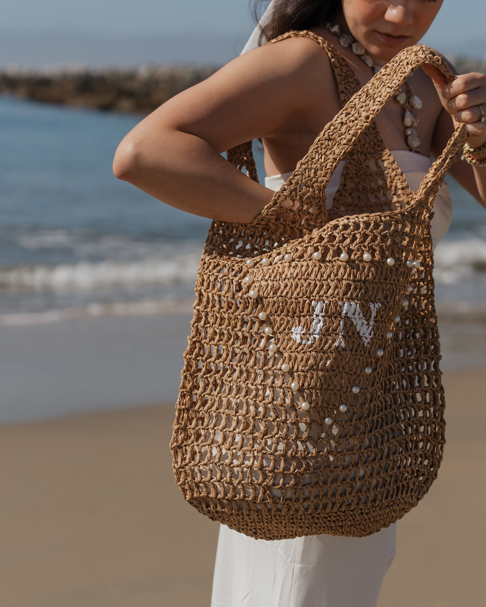 Personalized Raffia Bag - Main Image
