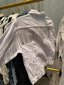 White Jacket with Rhinestone Fringe