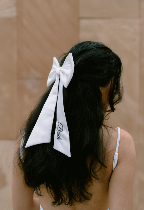 Darla- Embroidered Bridal Hair Bow