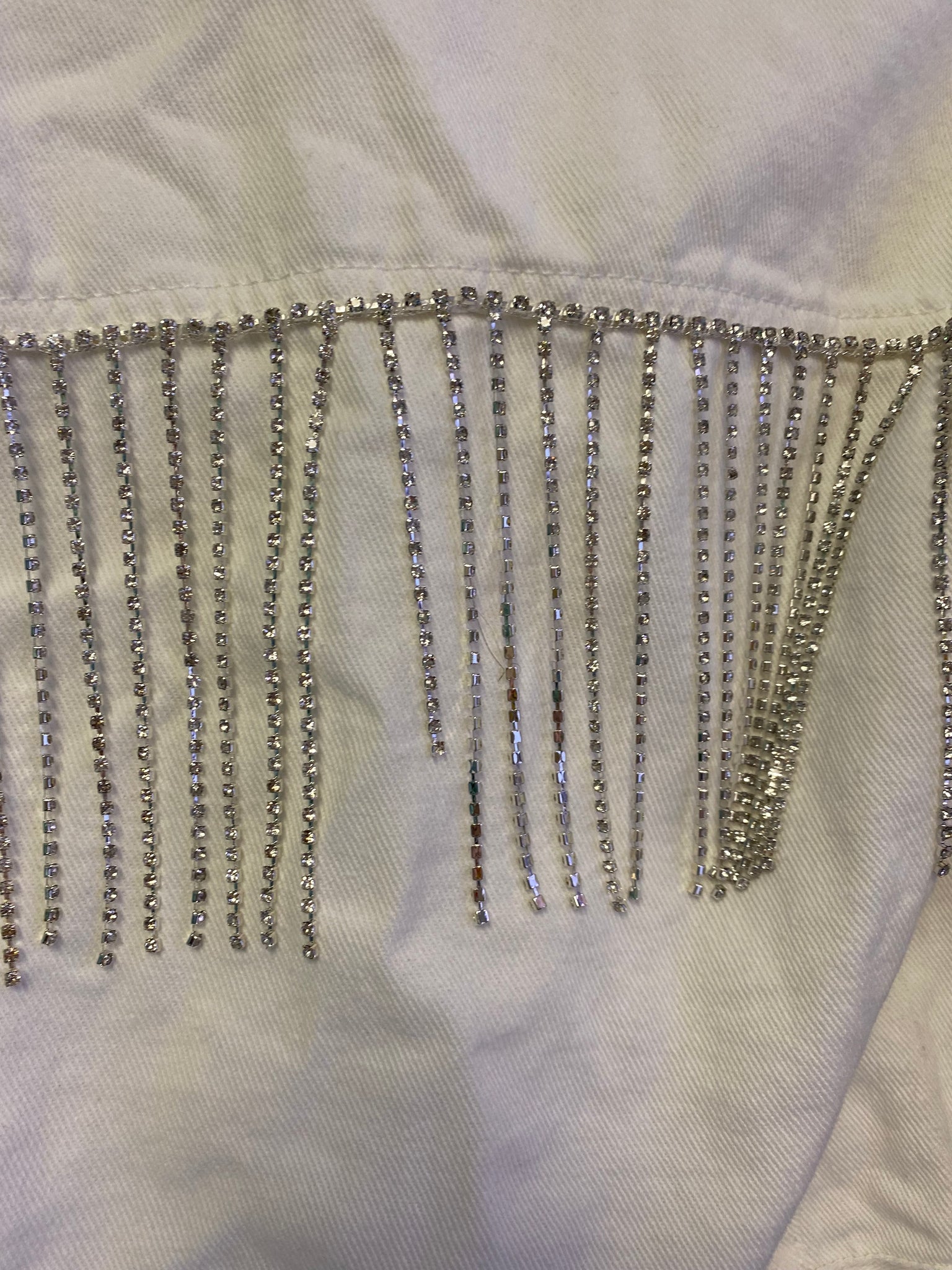White Rhinestone Fringe Jacket