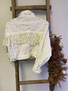 White Pearl & Fringe Jacket- Wifey