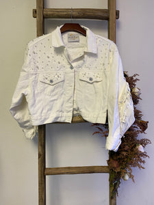 White Pearl & Fringe Jacket- Wifey