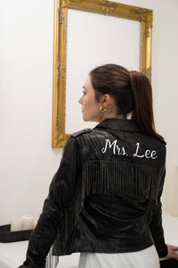 Joelle- Rhinestone Fringe Leather Jacket
