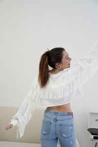 Victoria- Cropped Fringe Sweater