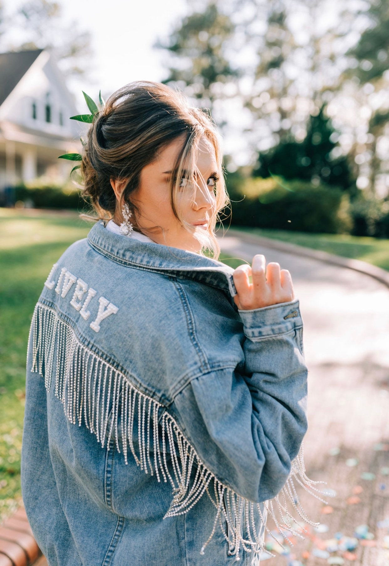 Rhinestone Jacket Fringe Denim Jacket Plus Size Fringe Jacket Plus